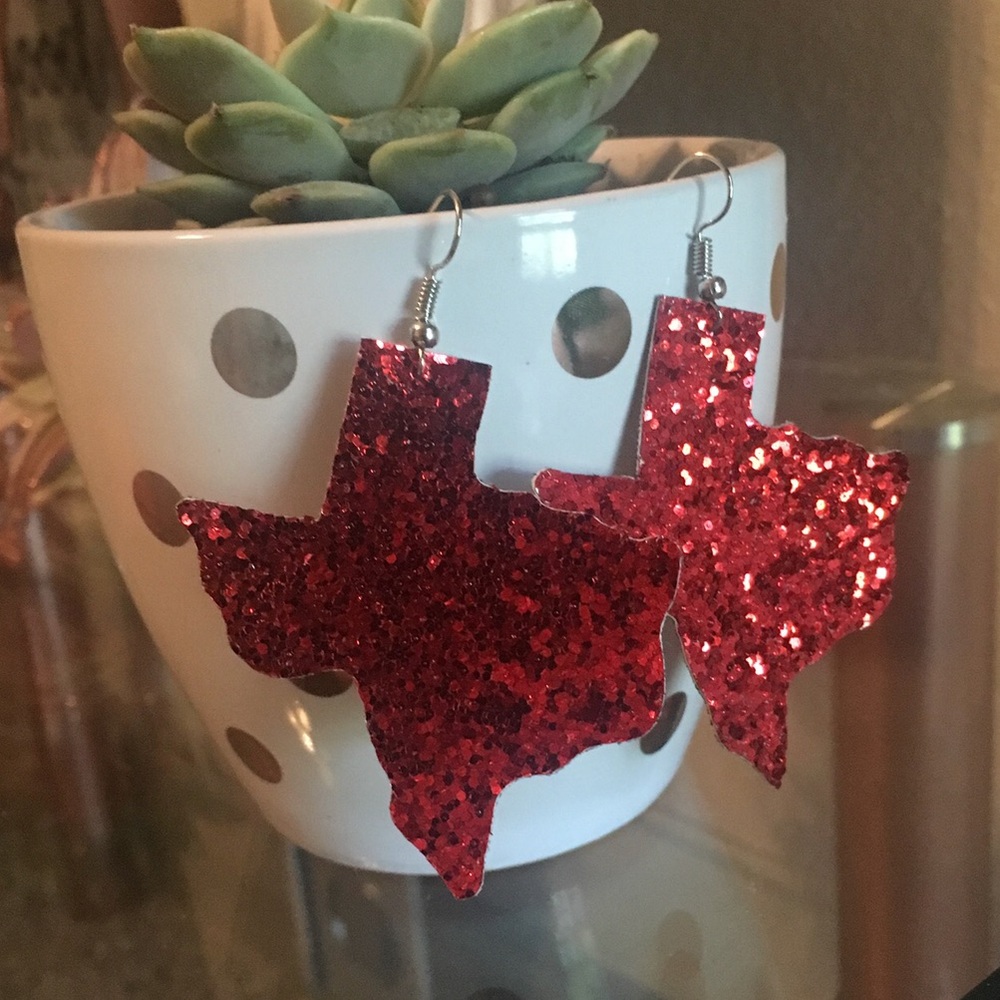 Red sparkly earrings